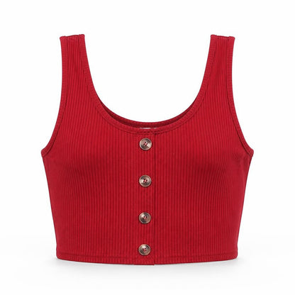 ROMWE Womens Red Polyester Cropped Tank Size M Round Neck