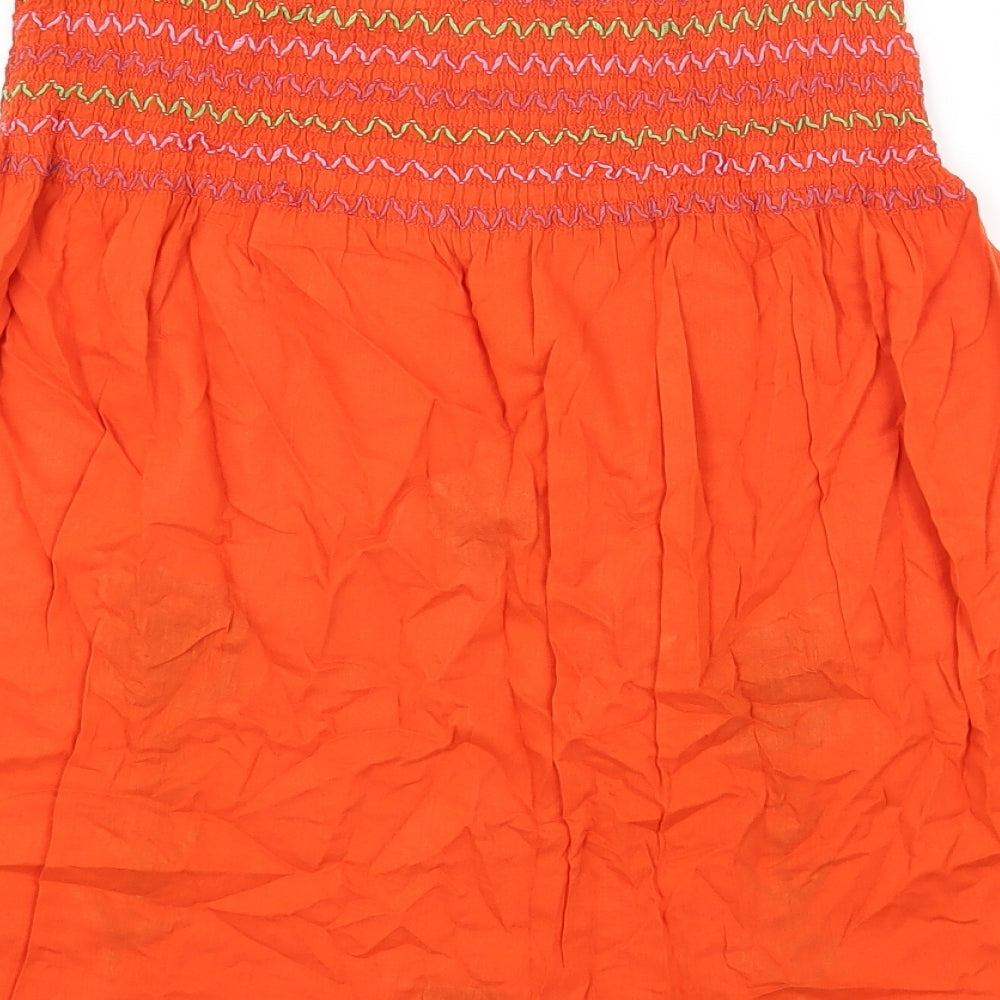 Miss Selfridge Womens Orange Cotton Basic Blouse Size S Off the Shoulder - Bandeau