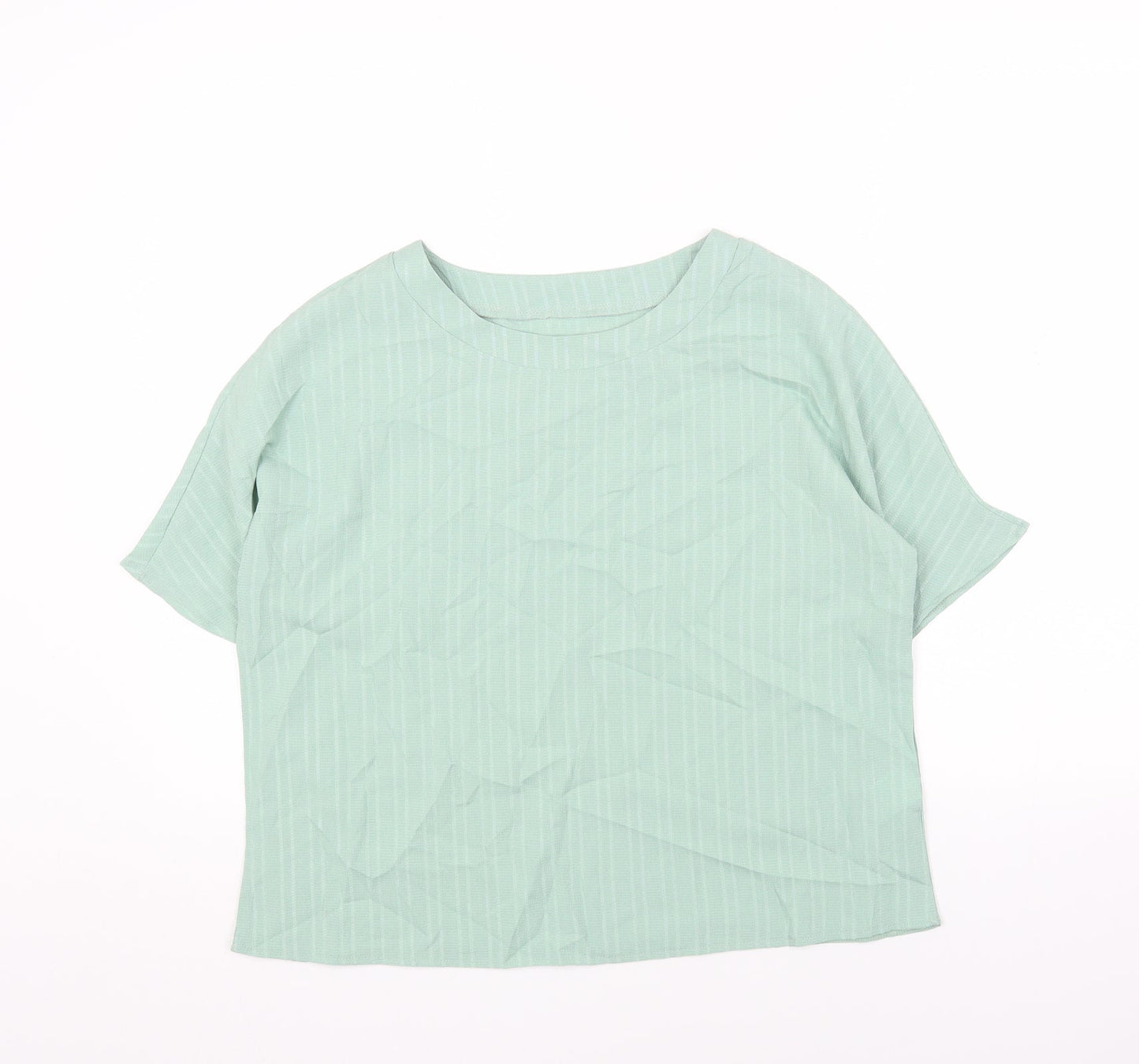 Preworn Womens Green Polyester Basic Blouse Size S Round Neck