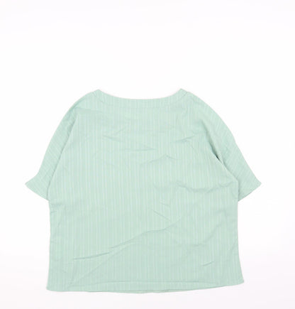 Preworn Womens Green Polyester Basic Blouse Size S Round Neck