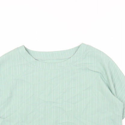 Preworn Womens Green Polyester Basic Blouse Size S Round Neck