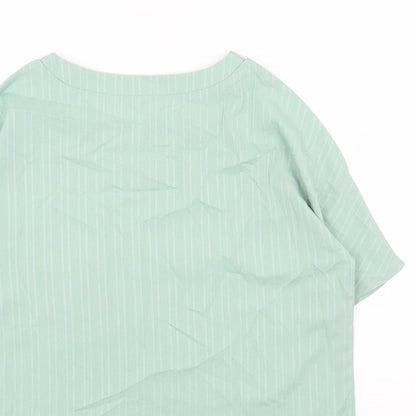 Preworn Womens Green Polyester Basic Blouse Size S Round Neck