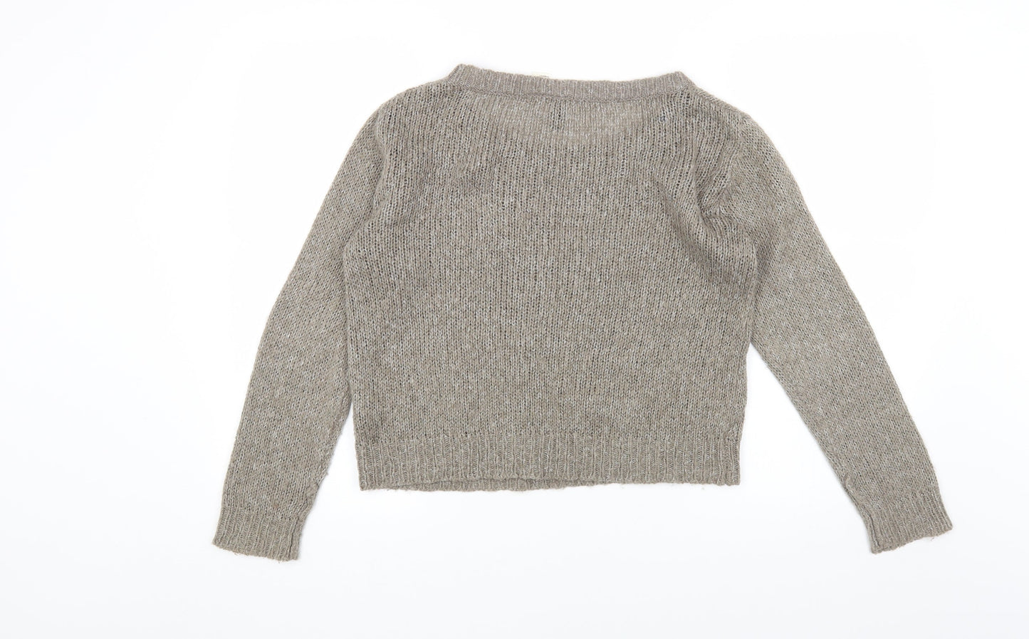 H&M Womens Grey Boat Neck Acrylic Pullover Jumper Size S