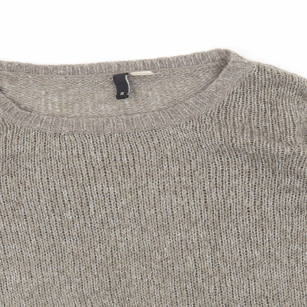 H&M Womens Grey Boat Neck Acrylic Pullover Jumper Size S