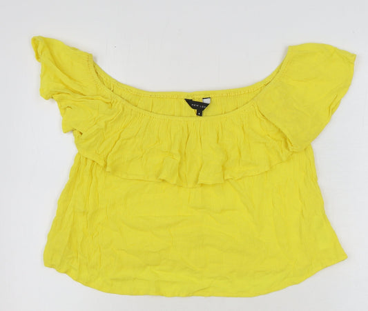 New Look Womens Yellow Viscose Basic Blouse Size 6 Off the Shoulder