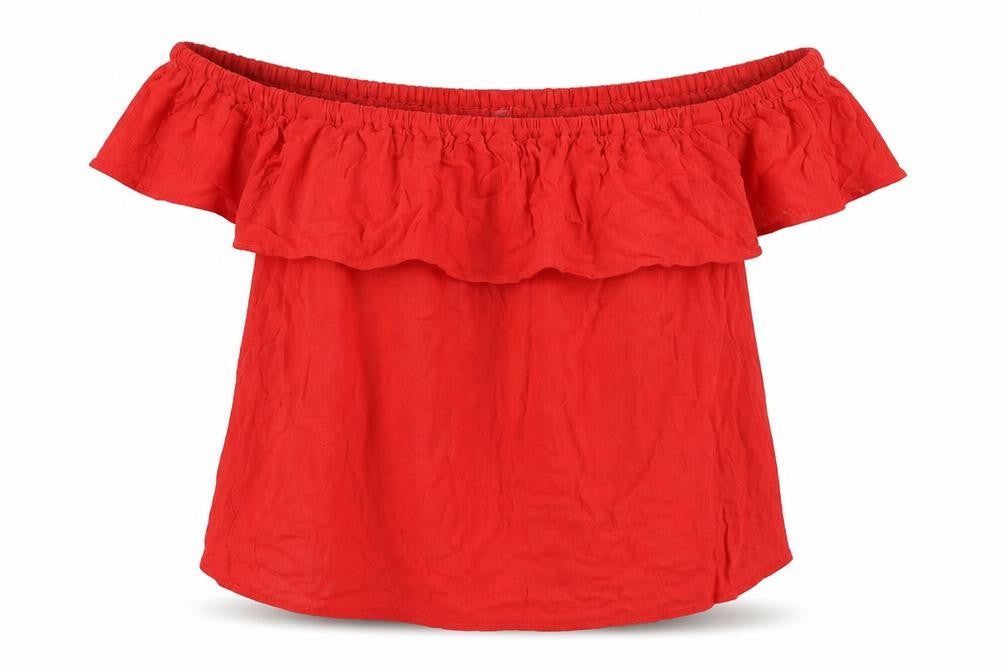ICHI Womens Red Viscose Basic Blouse Size L Boat Neck