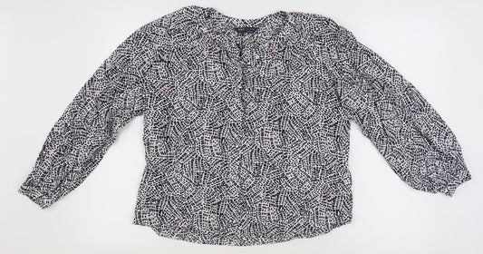Marks and Spencer Womens Multicoloured Geometric Viscose Basic Button-Up Size 6 Round Neck