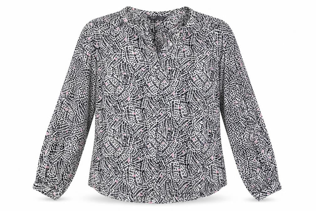 Marks & Spencer Womens Multicoloured Geometric Viscose Basic Button-Up Size 6 Round Neck
