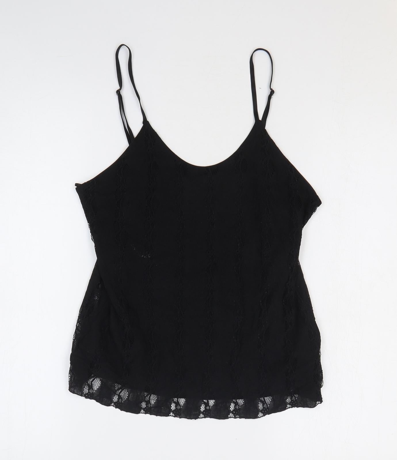 Sky Designs Womens Black Polyester Camisole Blouse Size M Scoop Neck