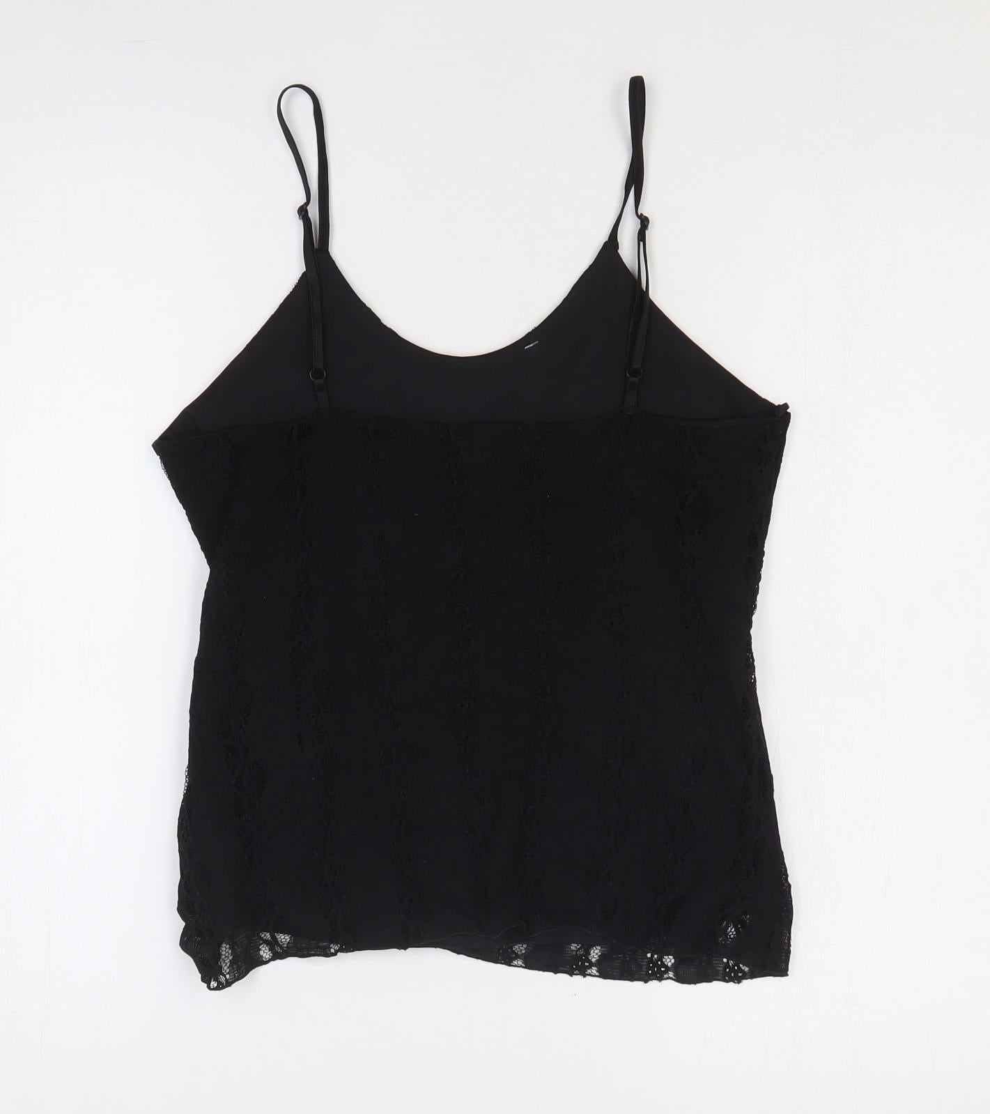 Sky Designs Womens Black Polyester Camisole Blouse Size M Scoop Neck