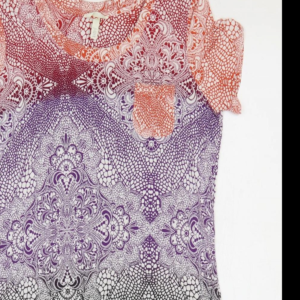 Soma Womens Multicoloured Geometric Rayon Shift Size L Round Neck Pullover