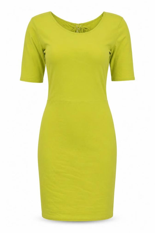 PRETTYLITTLETHING Womens Yellow Polyester Bodycon Size 8 Round Neck Pullover - Open Back