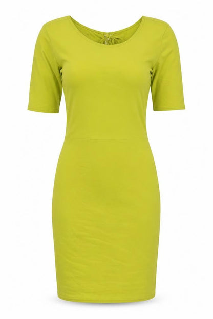 PRETTYLITTLETHING Womens Yellow Polyester Bodycon Size 8 Round Neck Pullover - Open Back