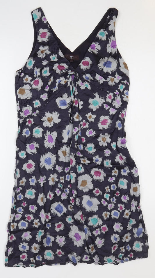 Great Plains Womens Purple Geometric Viscose Slip Dress Size L V-Neck Pullover
