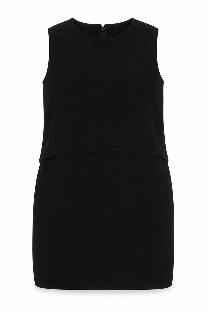 Warehouse Womens Black Polyester Shift Size 10 Round Neck Zip