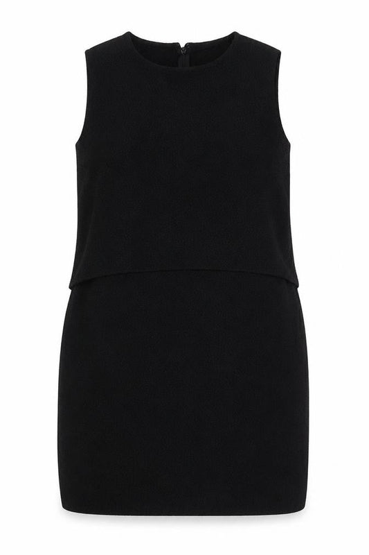 Warehouse Womens Black Polyester Shift Size 10 Round Neck Zip