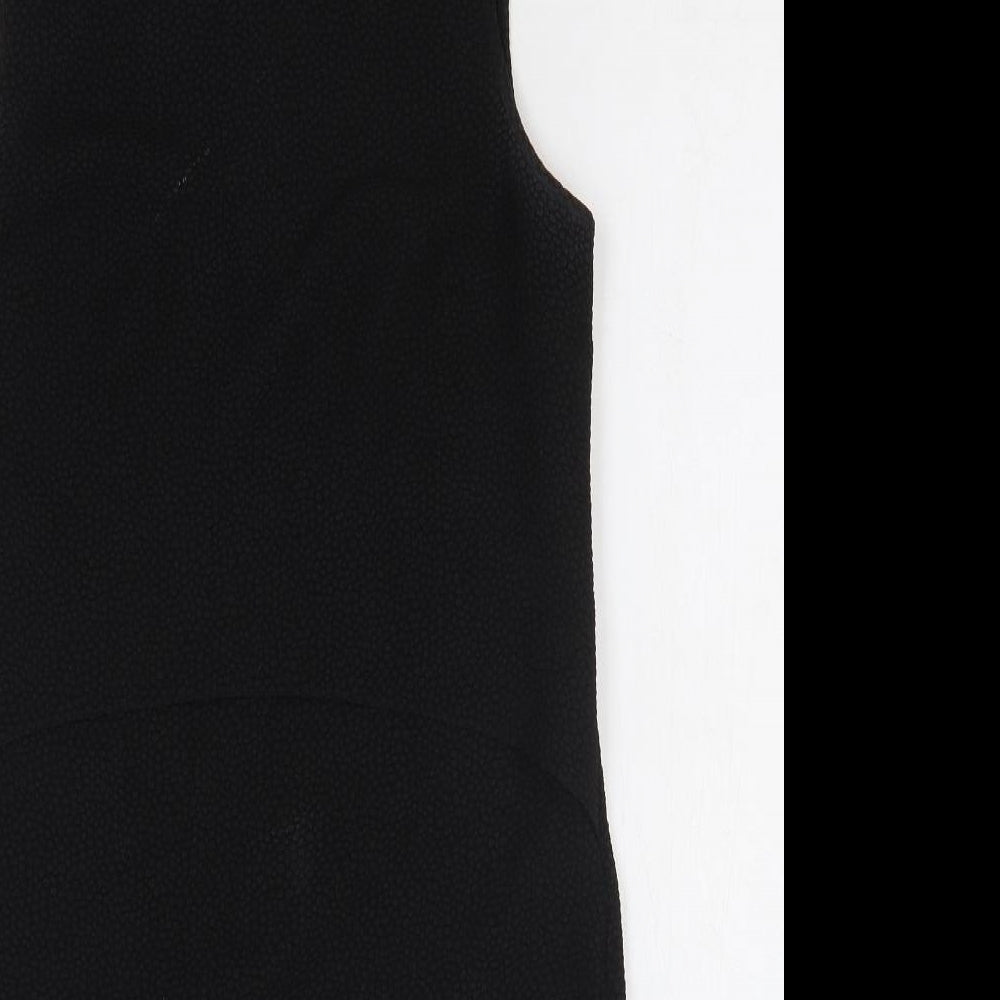 Warehouse Womens Black Polyester Shift Size 10 Round Neck Zip