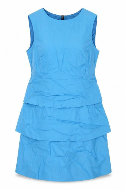 Zara Womens Blue Cotton Sheath Size M Scoop Neck Zip