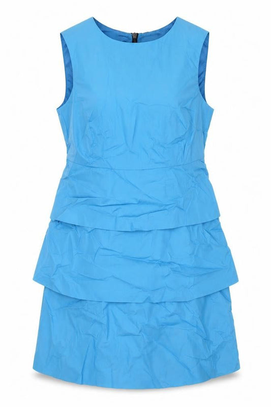 Zara Womens Blue Cotton Sheath Size M Scoop Neck Zip