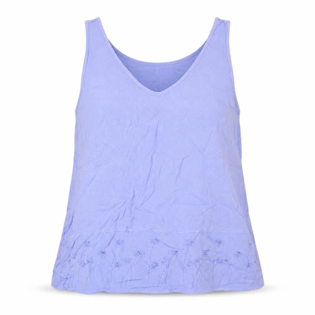Marks & Spencer Womens Blue Viscose Basic Tank Size 12 V-Neck - Flower Detail