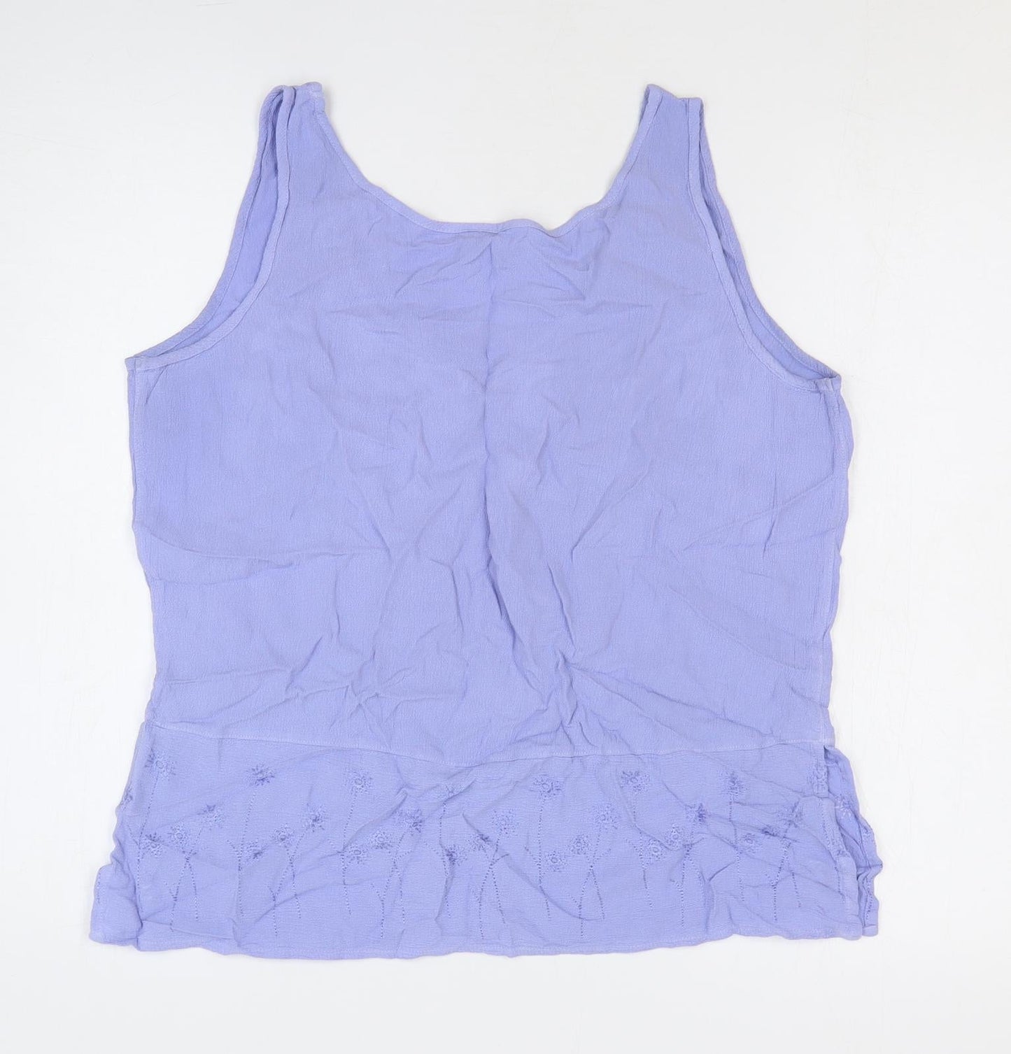 Marks and Spencer Womens Blue Viscose Basic Tank Size 12 V-Neck - Flower Detail
