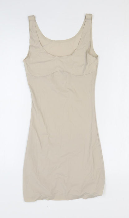 Marks & Spencer Womens Beige Elastane Bodycon Size 10 Scoop Neck Pullover