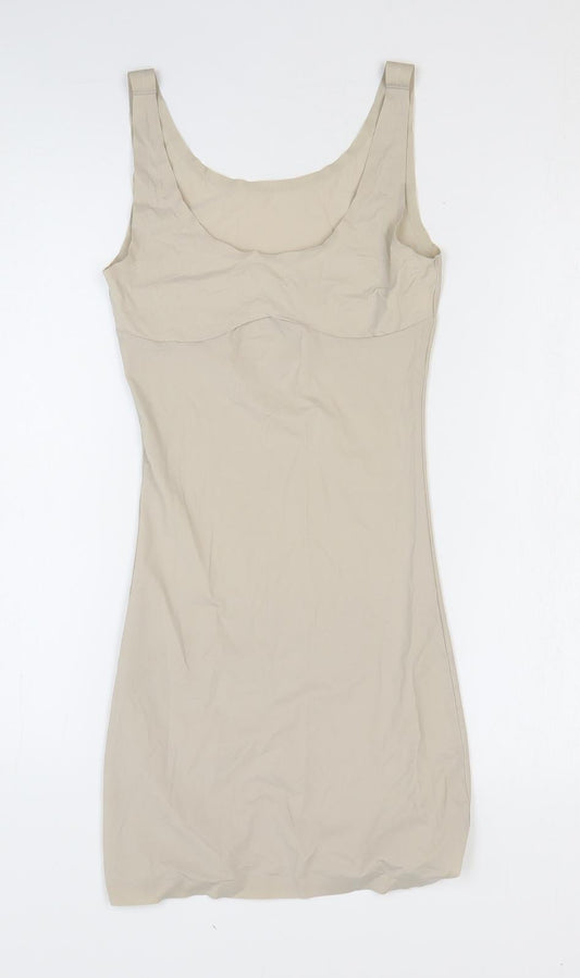 Marks and Spencer Womens Beige Elastane Bodycon Size 10 Scoop Neck Pullover