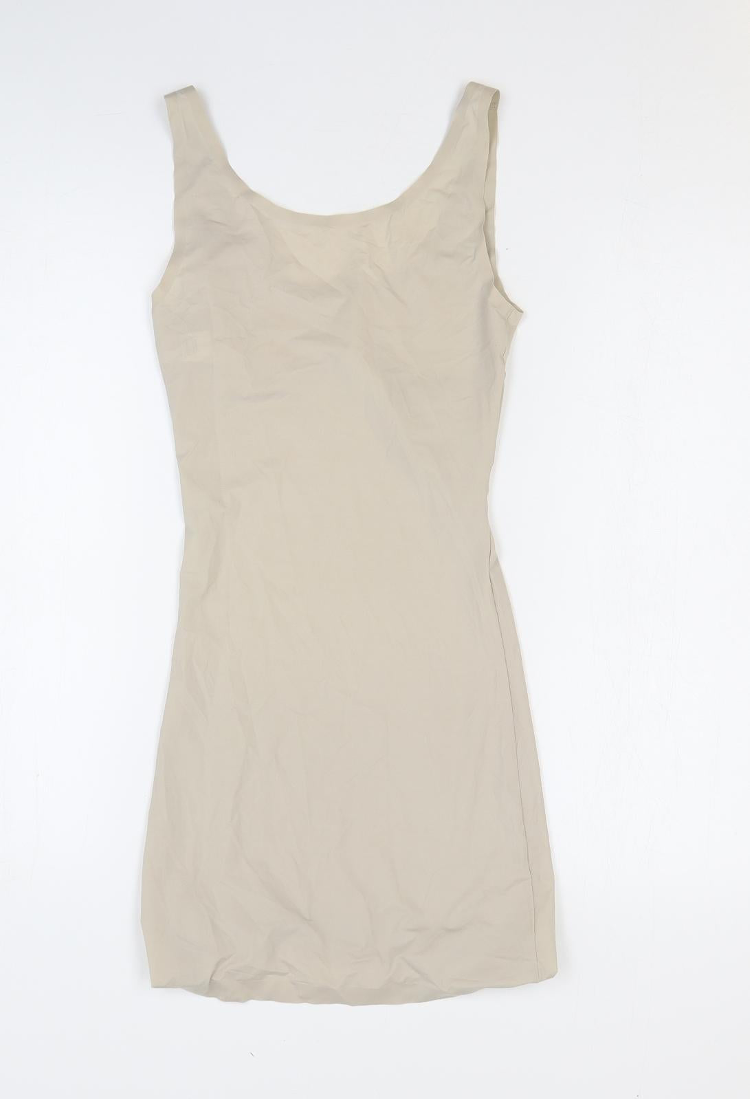 Marks and Spencer Womens Beige Elastane Bodycon Size 10 Scoop Neck Pullover