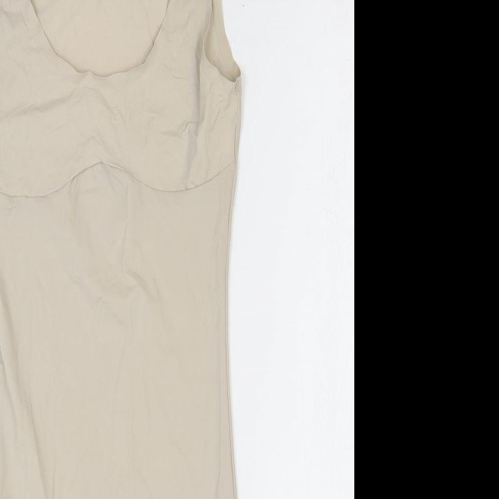 Marks and Spencer Womens Beige Elastane Bodycon Size 10 Scoop Neck Pullover
