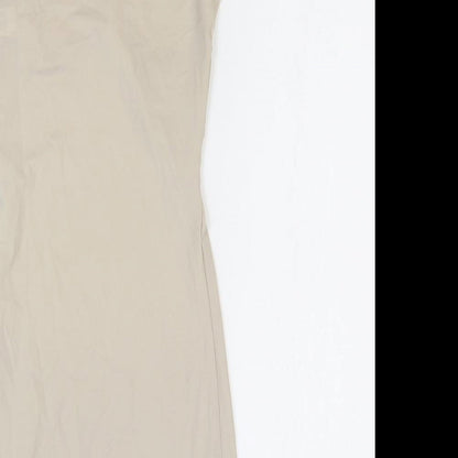 Marks & Spencer Womens Beige Elastane Bodycon Size 10 Scoop Neck Pullover