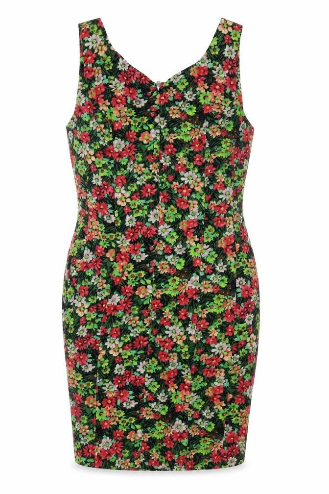 Great Plains Womens Multicoloured Floral 100% Cotton Pencil Dress Size S V-Neck Zip
