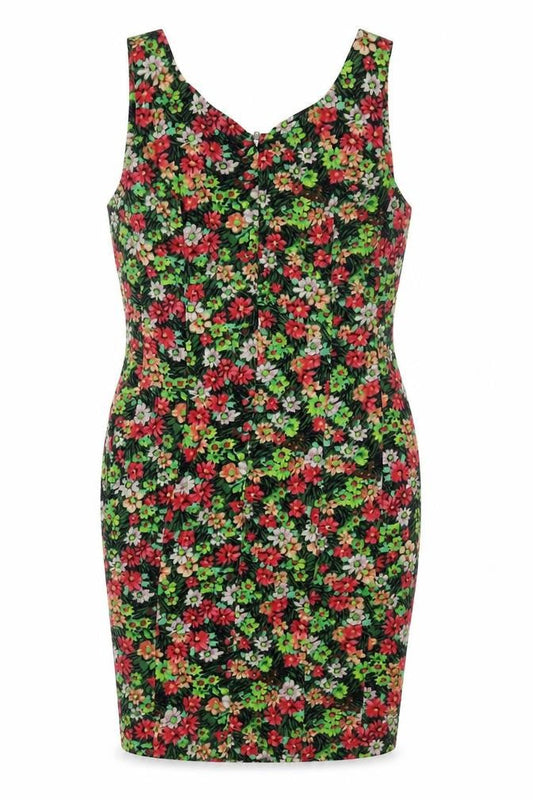 Great Plains Womens Multicoloured Floral 100% Cotton Pencil Dress Size S V-Neck Zip