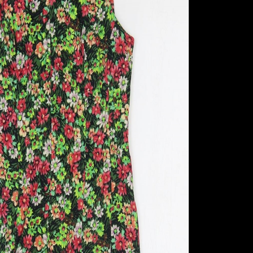 Great Plains Womens Multicoloured Floral 100% Cotton Pencil Dress Size S V-Neck Zip
