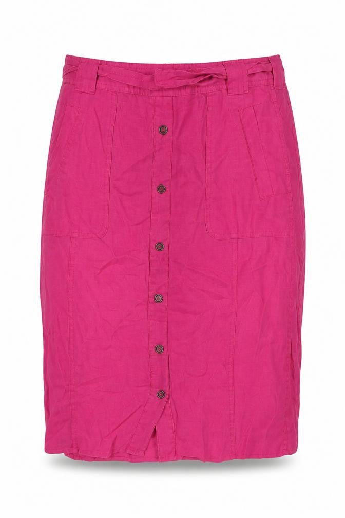 Barbara Lebek Womens Pink Cotton Straight & Pencil Skirt Size 12 Button