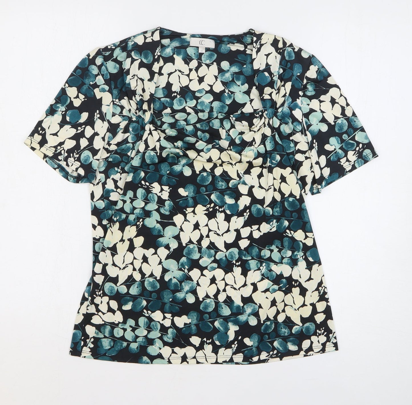 Preworn Womens Blue Geometric Polyester Basic Blouse Size M Square Neck
