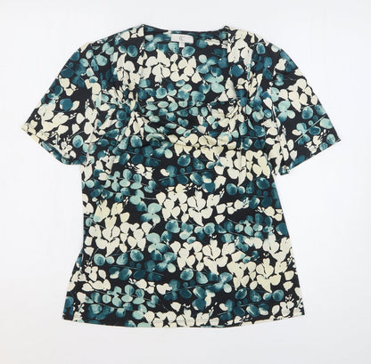 Preworn Womens Blue Geometric Polyester Basic Blouse Size M Square Neck
