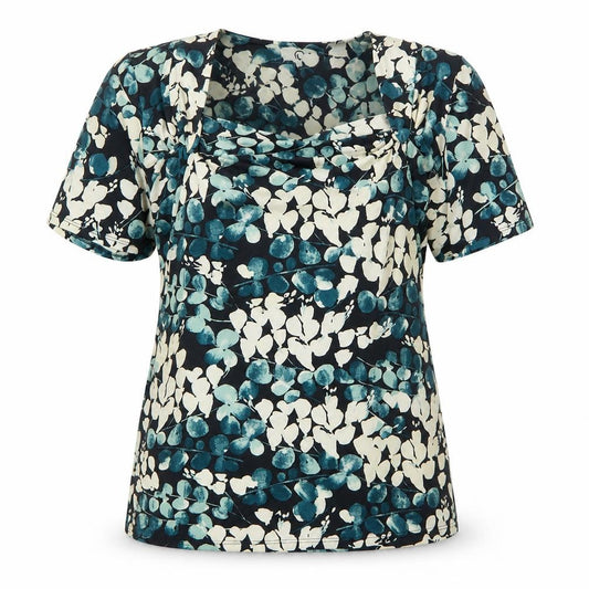 Preworn Womens Blue Geometric Polyester Basic Blouse Size M Square Neck
