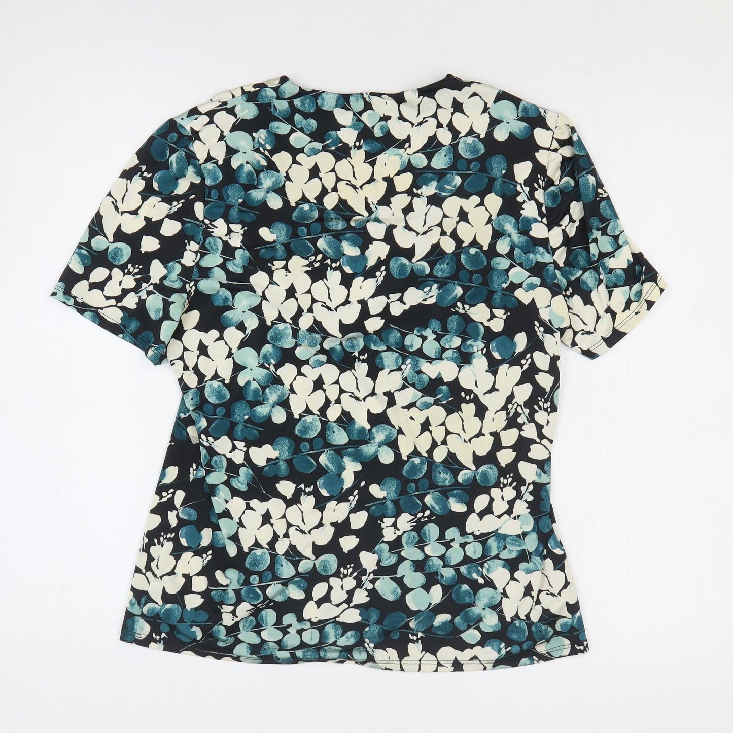 Preworn Womens Blue Geometric Polyester Basic Blouse Size M Square Neck