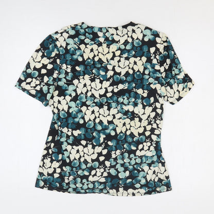 Preworn Womens Blue Geometric Polyester Basic Blouse Size M Square Neck