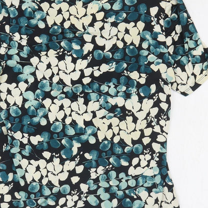 Preworn Womens Blue Geometric Polyester Basic Blouse Size M Square Neck