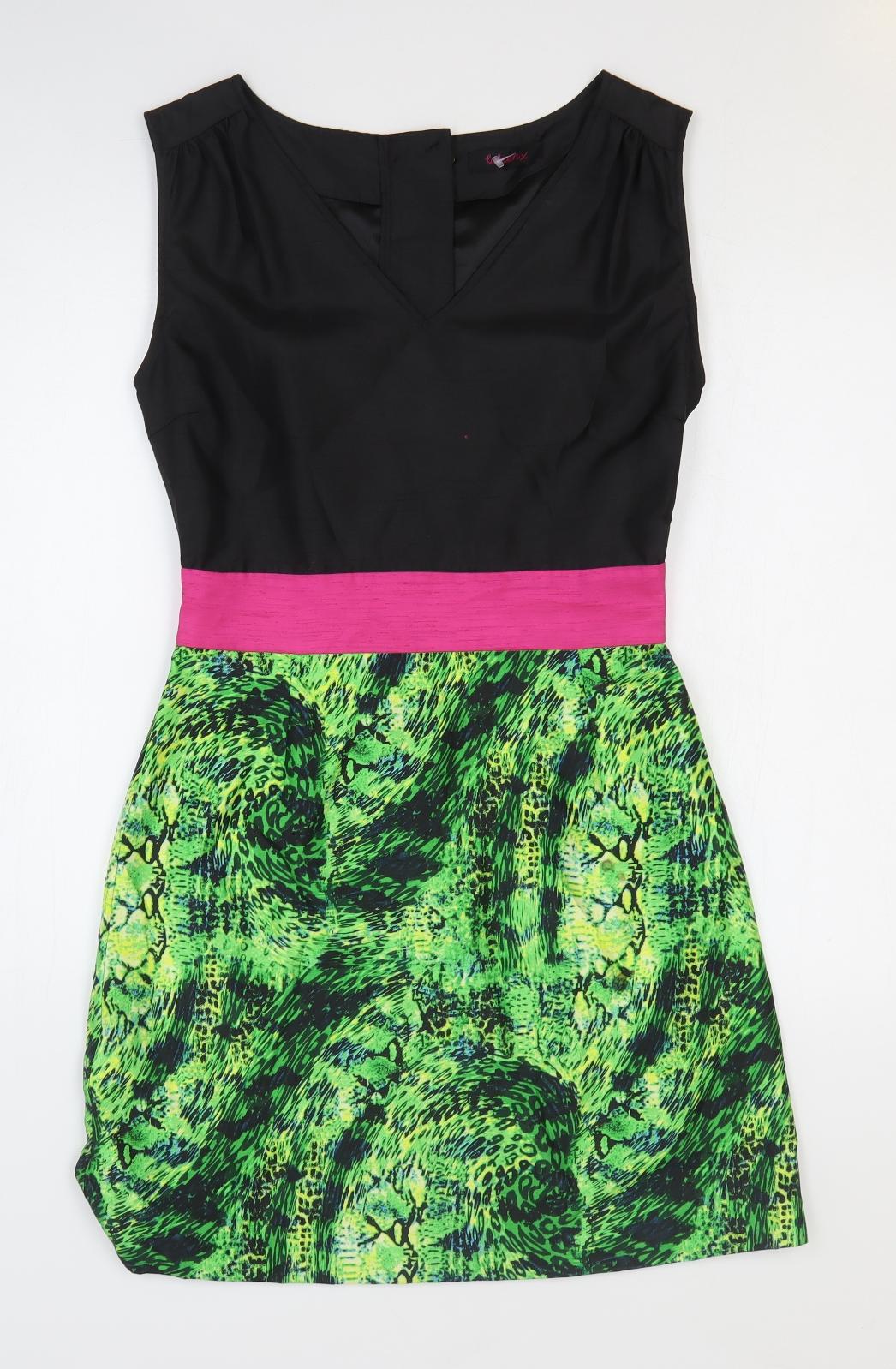 Loleen X Womens Multicoloured Colourblock Polyester A-Line Size M V-Neck Zip - Snakeskin Pattern