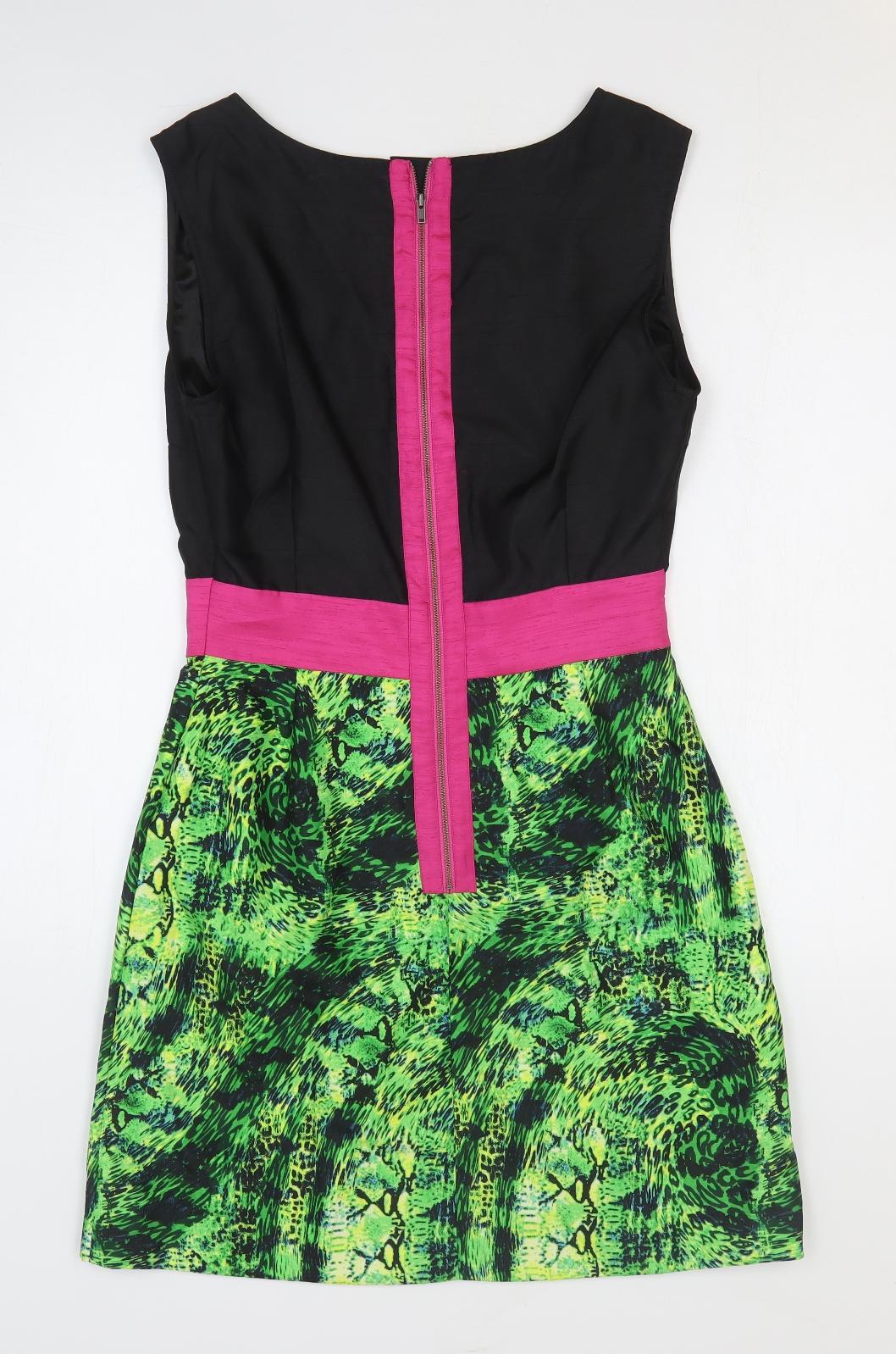 Loleen X Womens Multicoloured Colourblock Polyester A-Line Size M V-Neck Zip - Snakeskin Pattern