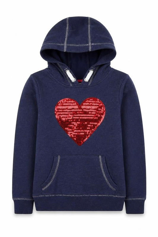George Girls Blue Cotton Pullover Hoodie One Size Pullover - Love Heart