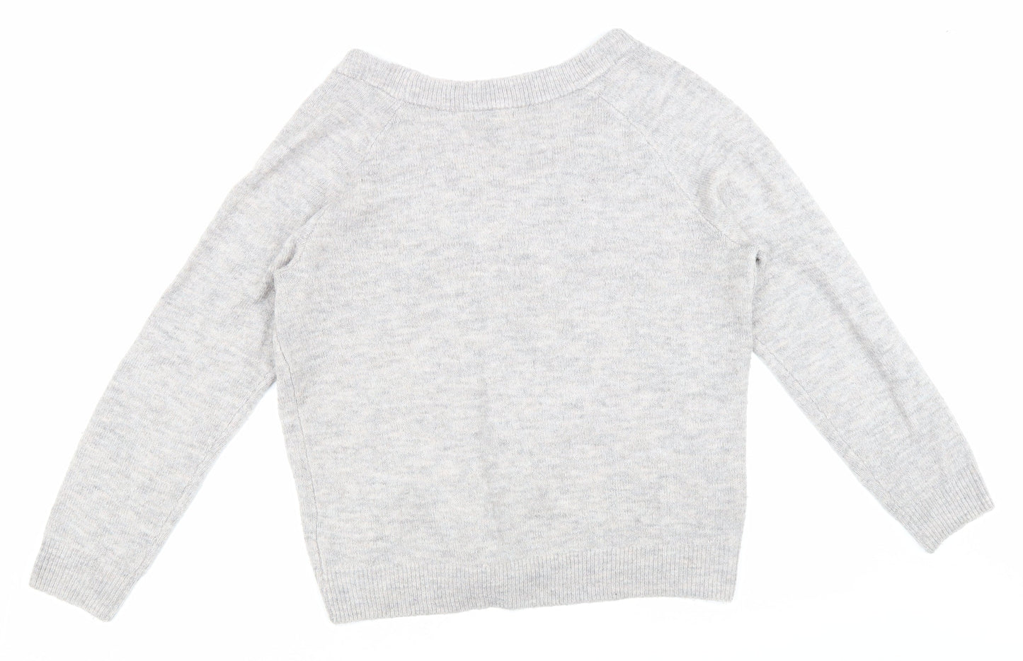 H&M Womens Grey V-Neck Acrylic Pullover Jumper Size M
