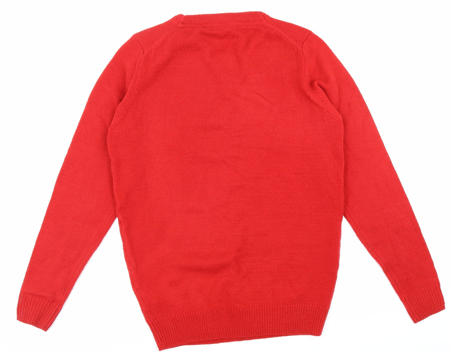 Livergy Womens Red Round Neck Acrylic Pullover Jumper Size S - Rudolf Christmas