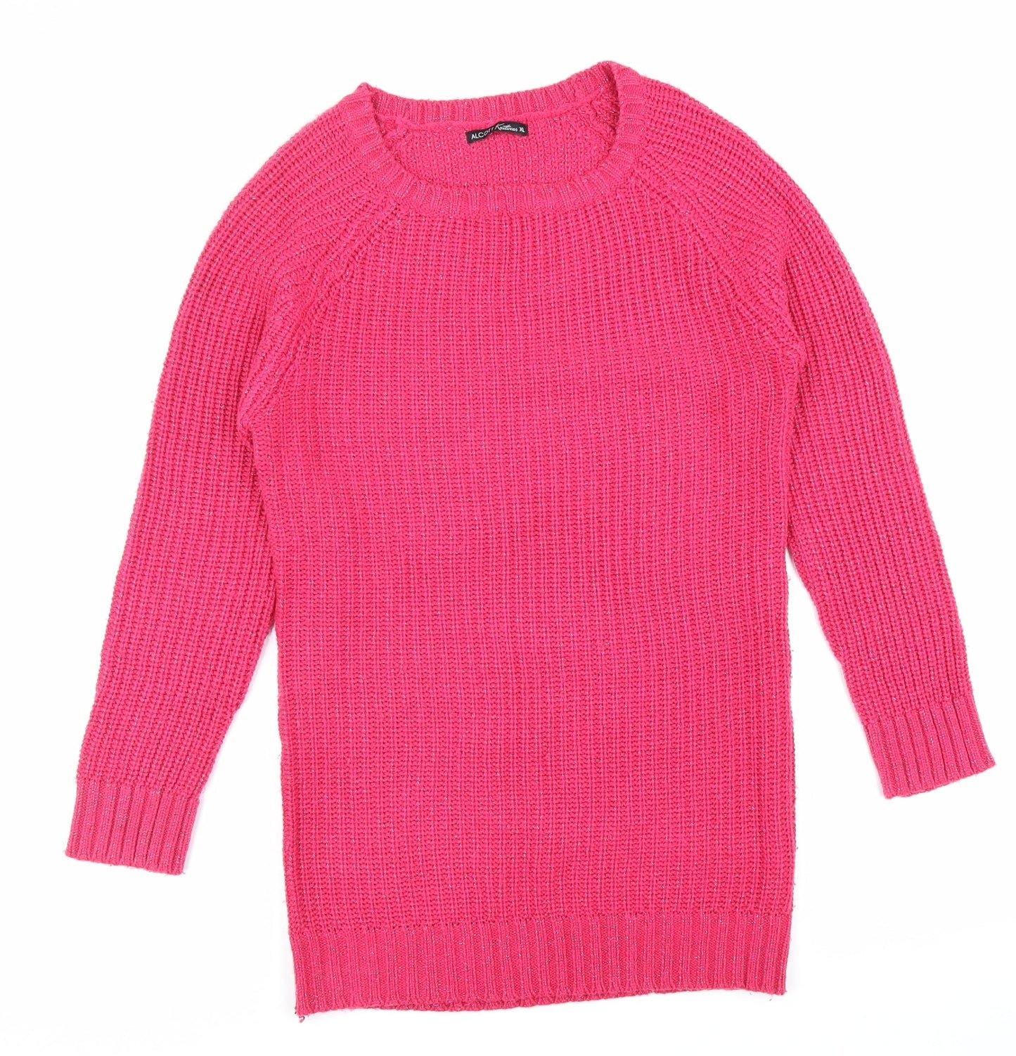 alcott Womens Pink Round Neck Polyester Pullover Jumper Size XL