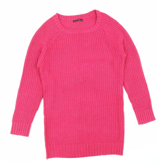 alcott Womens Pink Round Neck Polyester Pullover Jumper Size XL