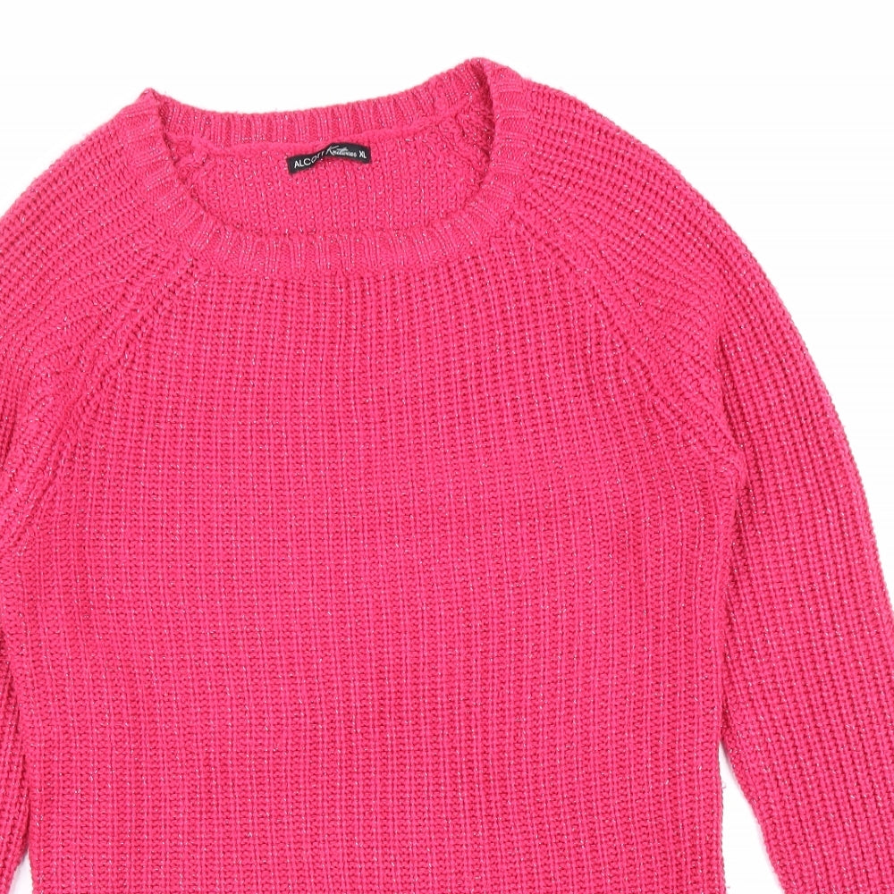 alcott Womens Pink Round Neck Polyester Pullover Jumper Size XL
