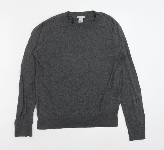 H&M Womens Grey Crew Neck Viscose Pullover Jumper Size S