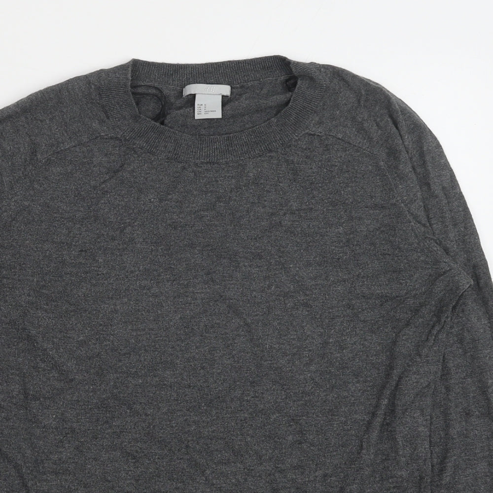 H&M Womens Grey Crew Neck Viscose Pullover Jumper Size S